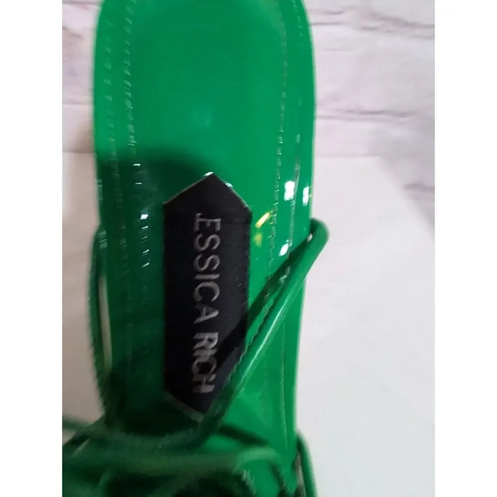 Jessica Rich Exotic Womens Sz 38 US 8 Stiletto Green Heels Sandals Ankle Wrap